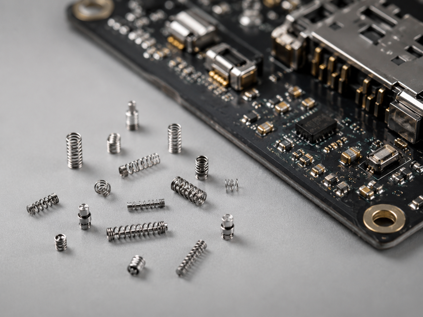 EMS precision springs on circuit board